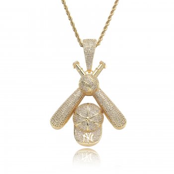 Baseball cap pendant micro inlaid zircon necklace hip hop 18k gold personality trend men hip hop jewelry