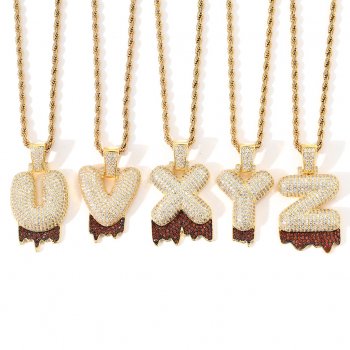 English letter pendant creative personality red lava tail two-color bubble letter necklace pendant