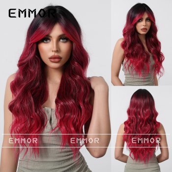 Red Gradient Big Wave Long Curly Hair Natural Fahion Full Head wig Red Gradient Big Wave Long Curly Hair Natural Fahion Full Head wig